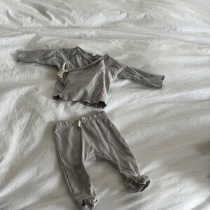 Gray Baby Outfit Set 0-3m Organic Cotton